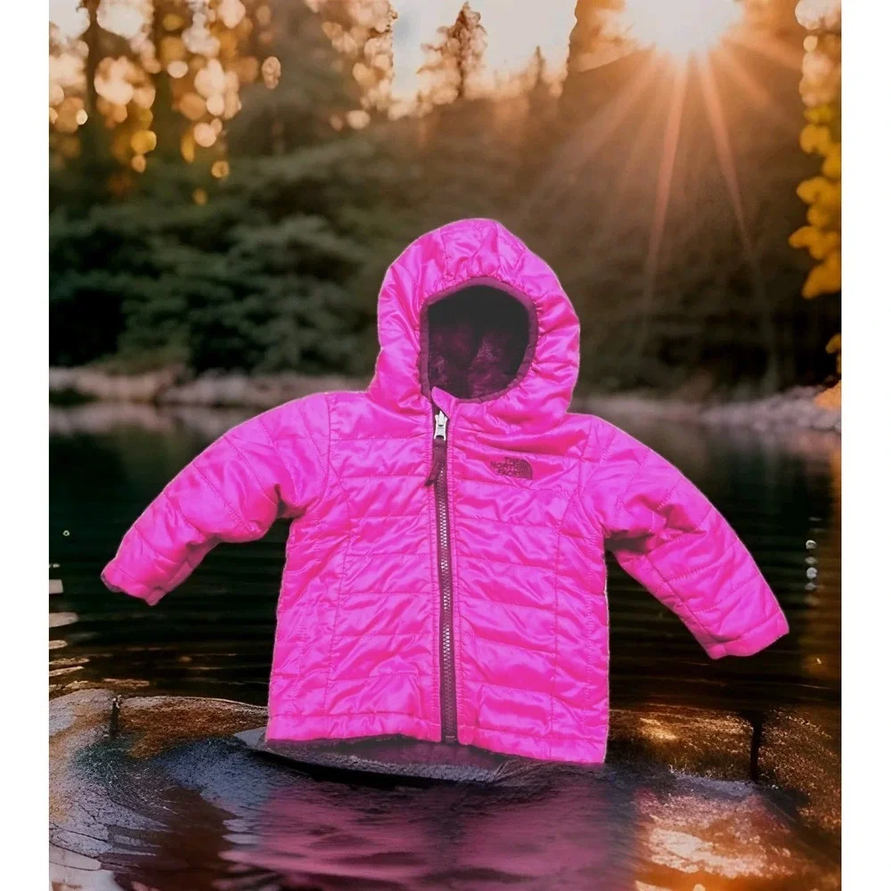 The North‎ Face Reversible Jacket Infant 6-12M Pink Purple Excellent Chimborazo